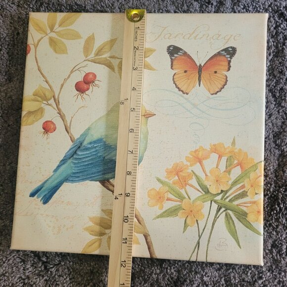 Birds& Butterfly Canvas Wall Art - Four 12" x 12" Canvas Wall Tiles - Picture 7 of 8